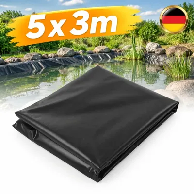 Immagine prodotto di Pellicola in HDPE nera, 5x3 metri, spessore 0,2 mm, impermeabile, per stagni per pesci o giardini
