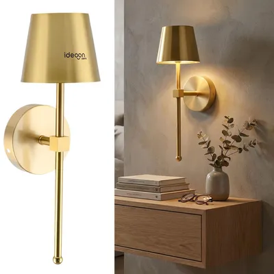 Produktbild von Elegante LED Wandleuchte kabellos mit Fernbedienung: Akku Wandlampe dimmbar in Gold, USB aufladbar mit Timer & Touch-Sensor