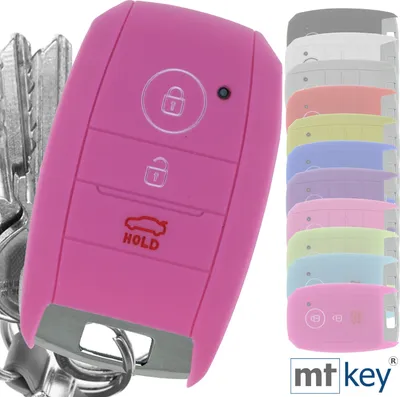 Produktbild von Auto Schlüssel Hülle Silikon Schutz Cover Rosa kompatibel mit KIA Picantio Rio Ceed Soul Sportage Stonic 3 Tasten KEYLESS SMARTKEY