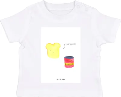 Produktbild von Mr. & Mrs. Panda  T-Shirt Toast Marmelade 12. - 18. Monat - Weiß - Geschenk, Babyshirt, Dreamteam, Brot, Lustige Sprüche, Süß, Organic Baby Shirt, Küche Spruch
