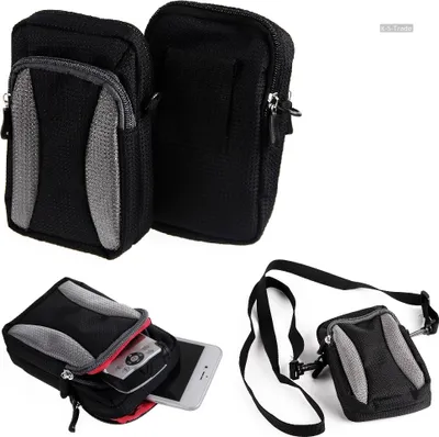 Produktbild von K-S-Trade Fototasche kompatibel mit Sony FDR-X 3000 R Gürtel-Tasche Holster Umhänge Tasche Kameratasche, schwarz-grau Brust-Beutel Brust-Tasche