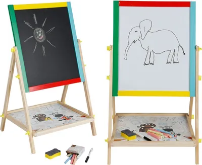 Image de Tableau de jeu double face Tableau noir & tableau blanc 40x65x33cm Tableau pour enfants