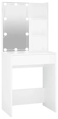 Productafbeelding van vidaXL Make-up tafel met LED-verlichting, wit, 60x40x140 cm