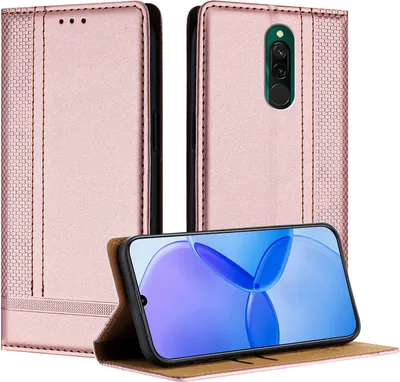 Produktbild von Handyhülle für Xiaomi Redmi 8 /Redmi 8A Leder Flip Klappbare Schutzhülle mit Standfunktion Pink