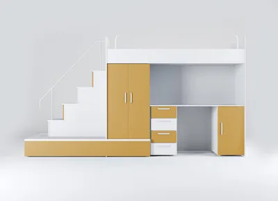 Produktbild von Hochbett mit Regal und Stauraum – Für Ihr Kinderzimmer oder Jugendzimmer.