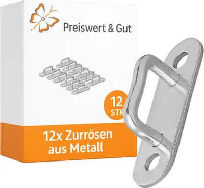 Produktbild von 12x Befestigungsösen Rechteckig für Anhänger, L 49 mm H 10 mm anschraubbar Zurrösen aus Metall für Ladungssicherung