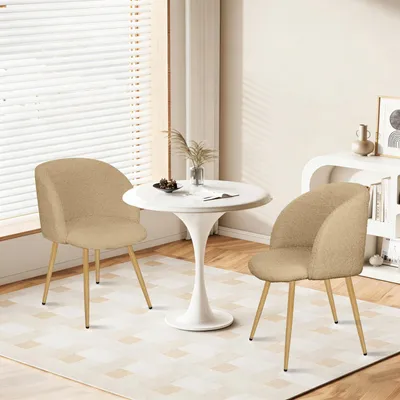 Produktbild von HOMELUX Esszimmerstuhl 2er Set, Polsterstuhl mit Armlehnen & Holzmaserungsfarbe Metallbeine, Sessel modern für Wohnzimmer, Braun