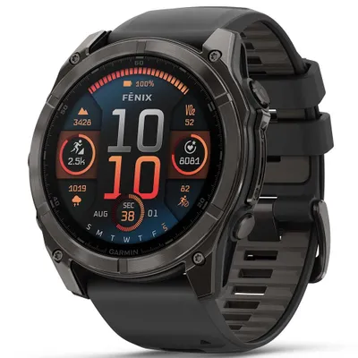 Image de Garmin Fenix 8 3,56 cm (1,4") AMOLED 51 mm Numérique 454 x 454 pixels Écran tactile Titane Wi-Fi GPS (satellite)