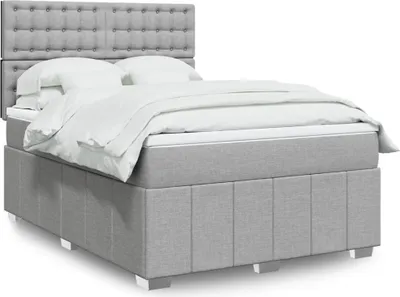 Produktbild von vidaXL Boxspringbett mit Matratze Hellgrau 160x200 cm Stoff