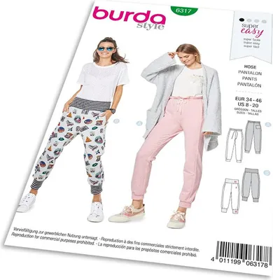 Obrázok produktu pre Strih Burda 6317 - Teplákové nohavice, tepláky