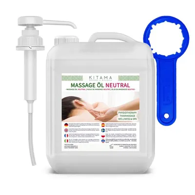 Zdjęcie produktu dla Kitama Olejek do masażu neutralny (bezzapachowy) 10 litrów z pompką i kluczykiem do kanistra