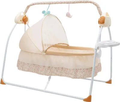 Produktbild von Elektrische Babywiege - Babyschaukel - 0–18 Monate - 5 Geschwindigkeiten - Timer 8/15/30/60 Min - Fernbedienung - Bluetooth-Musik - 25 kg - Khaki