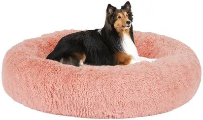 Produktbild von Orthopädisches Hundebett Rundes Hundekissen Hundebank Katzenbett Donut Knuddel Hundematte Waschbar, 80 cm Ø, Rosa