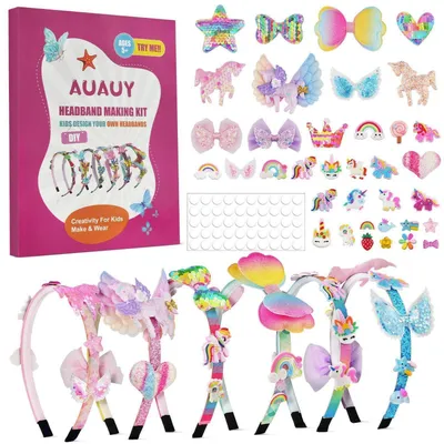 Image de Kit de fabrication de bandeaux "licorne", style DIY, 6 pièces, pour filles à partir de 14 ans
