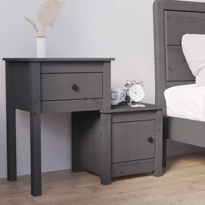 Produktbild von vidaXL Nachttisch Grau 79,5x38x65,5 cm Massivholz Kiefer