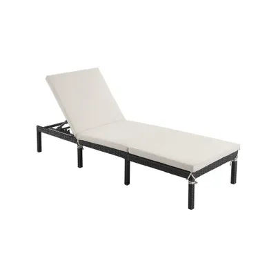 Produktbild von Famanu Liege Liegestuhl - Verstellbar mit dickem Kissen - Beige - 59 x 198 x 28 cm