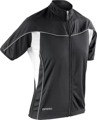 Produktbild von SPIRO S188F | Damen Bikewear Top mit Reisverschluss +UV-Schutz - Farbe: Black/White - Größe: M (38)