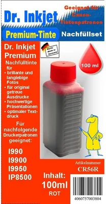 Produktbild von CR56R - rot - Dr.Inkjet Premium Nachfülltinte 100ml für Canon Druckerpatronen