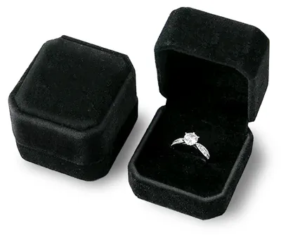 Image de Écrin à bague - Boîte à bijoux - 55 x 50 x 45 mm - Noir