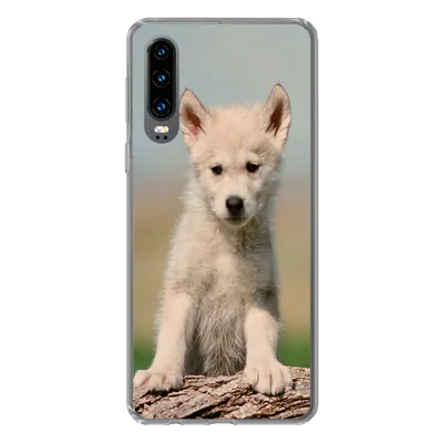 Produktbild von MuchoWow® Handyhülle Schutzhülle Hülle für Huawei P30 Wolf - Kind - Holz Silikon Softcase Handy Hülle - Kartenbesitzer