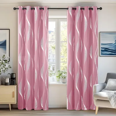 Produktbild von Verdunklungsvorhänge Kälteschutz Lärmschutz Gardinenschal 175x140 cm Rosa 2er Set