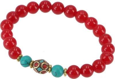Produktbild von Mala Armband, Handmala, Buddhistischer Schmuck 8 mm - Roter Achat-Onyx, Halbedelstein, Armreifen & Armbänder Modeschmuck