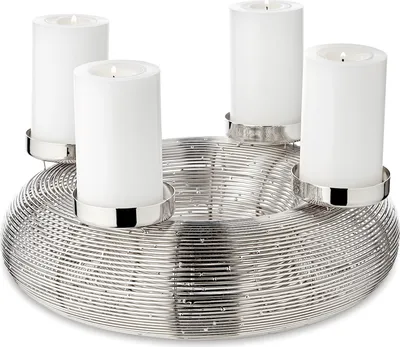 Produktbild von Adventskranz Verona, Edelstahl glänzend vernickelt, Durchmesser 30 cm, für Stumpenkerzen ø 6 cm