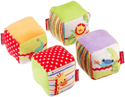 Produktbild von 4tlg. Fisher-Price Würfel Set Babywürfel Spielwürfel mehrfarbig Stoff Motorik