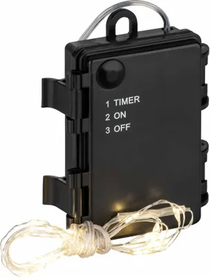 Produktbild von Coen Bakker LED Lichterkette Batterie Außen 4,95m Draht silber Timer 100 LED warmweiß