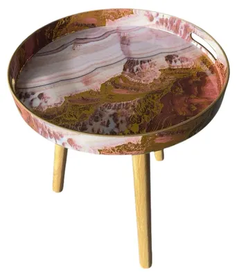 Immagine prodotto di Tavolino rotondo con gambe in legno e vassoio removibile