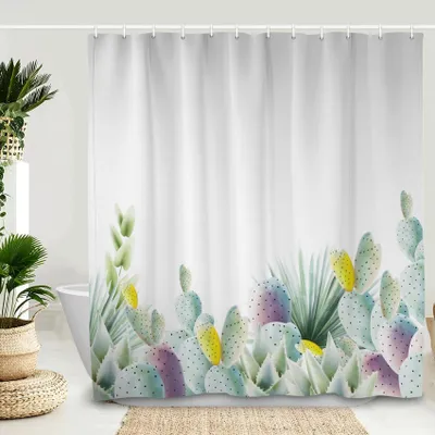 Zdjęcie produktu dla Zasłona prysznicowa o wymiarach 180x180 cm, wodoodporna, z motywem tropikalnym
