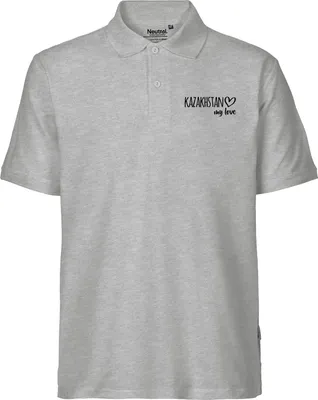 Produktbild von Huuraa Herren Polo Shirt Kazakhstan my love S Sport Grey Bio Baumwolle Fairtrade Poloshirt Geschenkidee