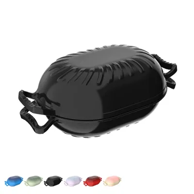 Produktbild von Gusseisentopf (4,7 l), bonbonförmig, inklusive Handschuhen und hitzebeständiger Unterlage, geeignet zum Backen in der Küche, Schwarz