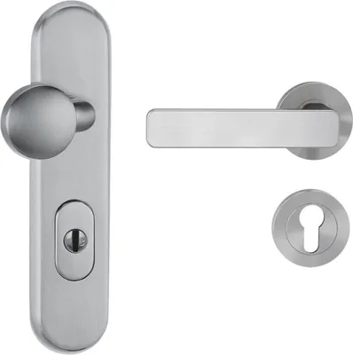 Produktbild von Griffwerk KOMBI-SCHUTZBESCHLAG TITANO SB_882 MIT GRIFF MINIMAL MODERN linksschließend Samtgrau