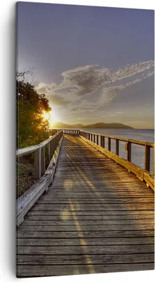 Produktbild von Bild auf Leinwand - Leinwandbild - Fußgängerbrücke Himmel Wasser - 45x80cm - Wand Bild - Wanddeko - Leinwanddruck - Bilder - Kunstdruck - Wanddekoration - Leinwand bilder - Wandkunst - PA45x80-0125
