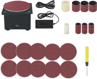 Produktbild von Mini-Tisch-Scheibenschleifer - elektrischer Schärfer, 7 Geschwindigkeiten, 10 Schleifscheiben für Holz, Metall, Acryl, Stein