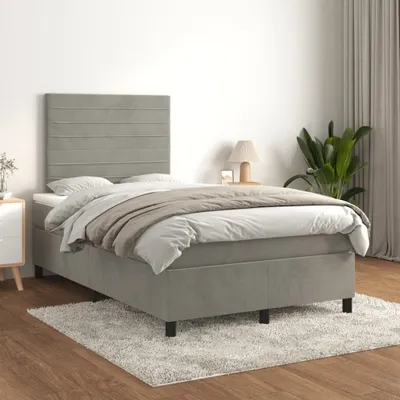 Produktbild von Maison Exclusive - Boxspringbett mit Matratze Hellgrau 120x200 cm Samt