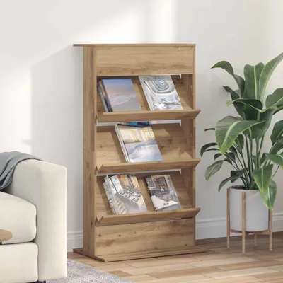Produktbild von "Schlussverkauf" Magazinregal 1 PC - Holz Zeitschriftenständer - Artisan-Eiche 70x41x126 cm Holzwerkstoff C13852