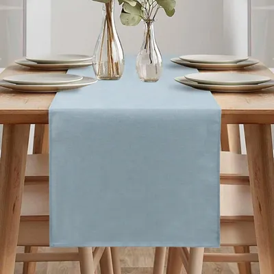 Immagine prodotto di Tovaglia decorativa primaverile, design moderno, lavabile, idrorepellente, aspetto simile al lino, azzurra chiara, 40 x 140 cm