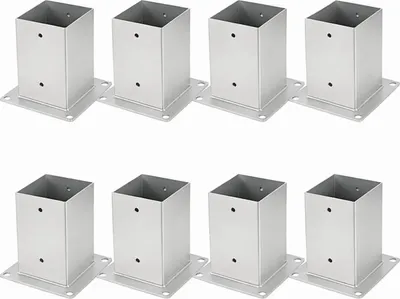 Produktbild von Faziango Aufschraubhülse 100x100 mm Pfostenträger, 8er Set Pfostenschuh für Vierkant- & Holzpfosten, Bodenhülse für Zaun, Carport & Pergola