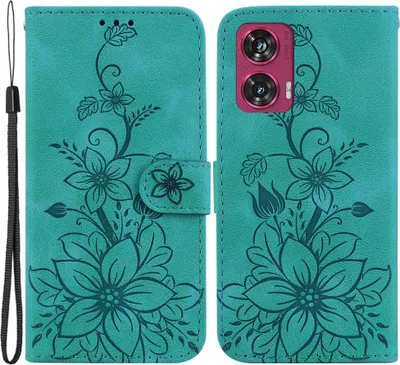 Produktbild von Motorola Edge 50 Fusion Hülle - Coverup Blumen Klapphülle - Grün
