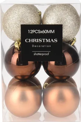 Produktbild von 12 x Weihnachtskugeln aus Kunststoff bruchfest Ø 6 cm - Amber - Christbaumkugeln Plastik Weihnachtsbaumkugeln Kunststoff - Weihnachtskugel