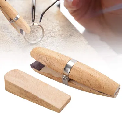 Holz-Ringklemme 2er-Set 19x5x3,5 cm für Schmuckherstellung