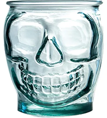 Produktbild von 6 Stück Trinkgläser Tumbler Skull Design 40cl Grün aus Recyclingglas Spülmaschinenfest