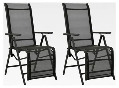 Produktbild von Gartenliegestühle, 2er Set, Textilene und Aluminium, schwarz, für den Außenbereich
