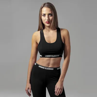 Zdjęcie produktu dla Damska sportowa biustonosz Urban Classics Ladies Logo Bra, czarny – rozmiar 3XL