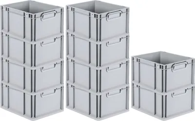 Produktbild von SparSet 10x Eurobox NextGen Grip | HxBxT 22x30x40cm | 20 Liter | Griffe geschlossen | Glatter Boden | Grau | Eurobehälter, Transportbox, Transportbehälter, Stapelbehälter