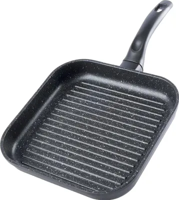 Immagine prodotto di Padella per grigliare, rivestimento antiaderente in granito, manico ergonomico, nero