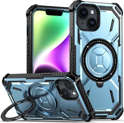 Produktbild von Schutzhülle für iPhone 13 / iPhone 14 Magnetisches Kickstand Hülle, Kompatibel mit Magsafe Ladegerät Blau