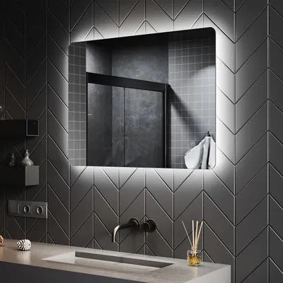 Produktbild von SONNI Badspiegel mit LED energiesparend Beleuchtung und beschlagfrei 80 x 60cm Touch-Schalter IP44 Wand-Spiegel